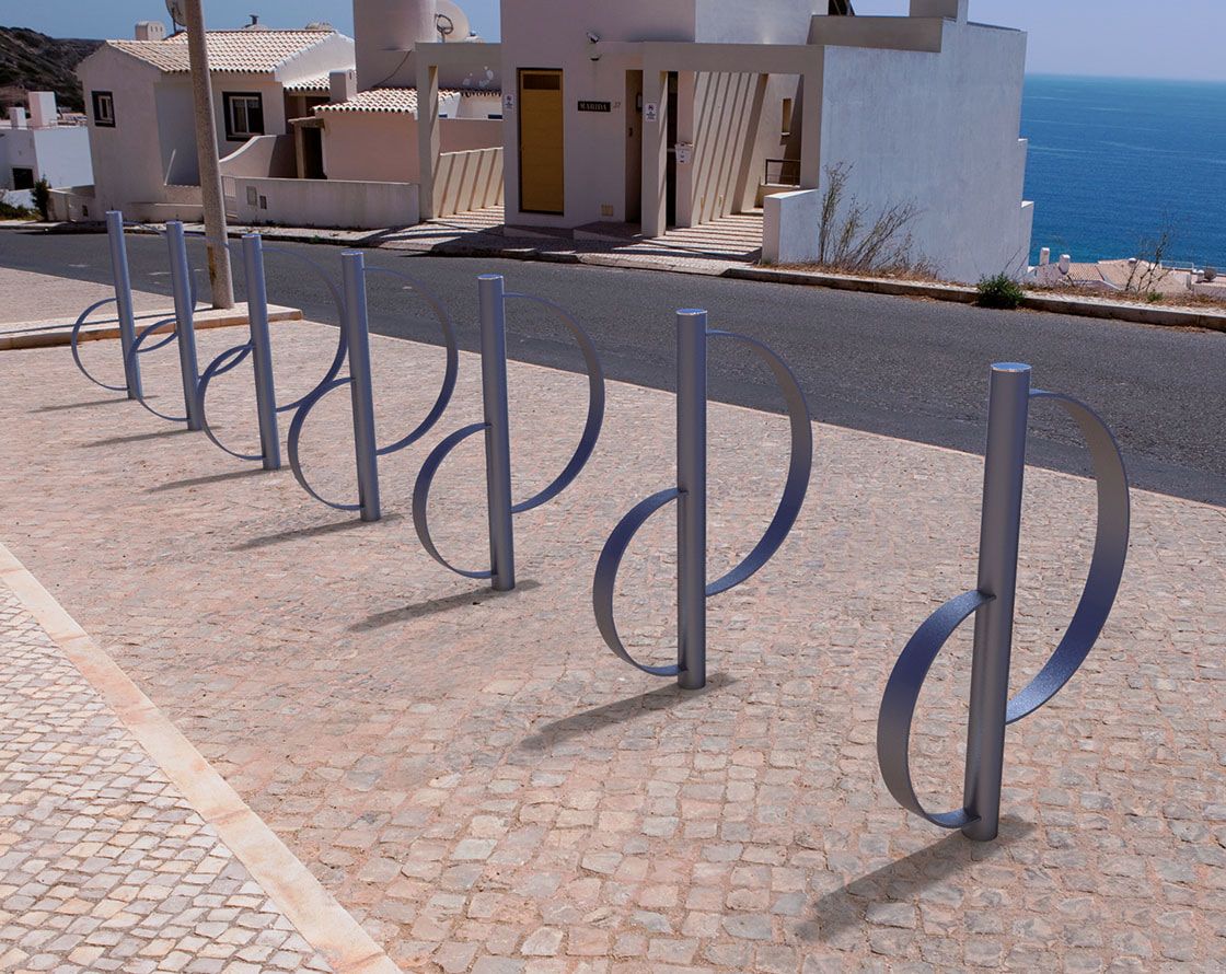 Fahrradbügel - Anlehnbügel - Fahrradständer - zum Einbetonieren - City Ausführung - 1.000 x 675 mm (HxB) - Farbe enzianblau (RAL 5010)