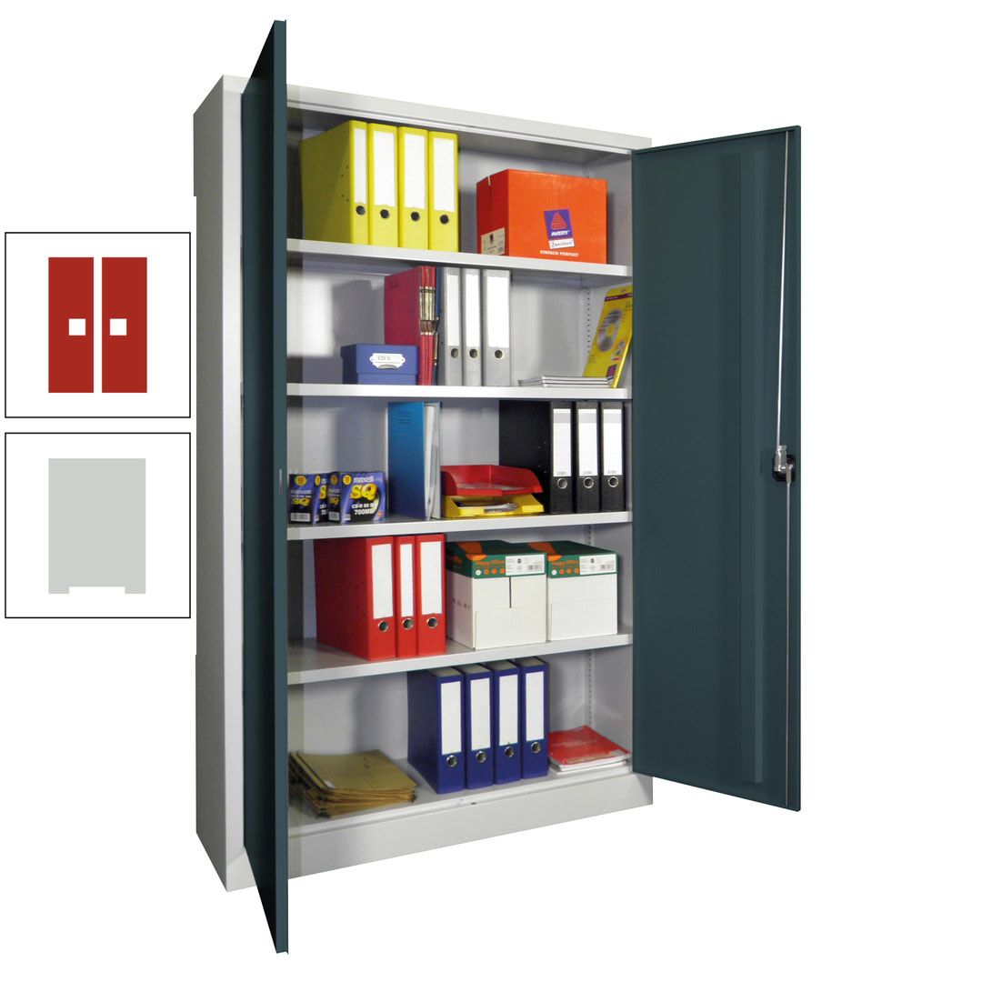Aktenschrank - Vollblechtüren - 1.950x1.200x400 mm (HxBxT) - 4 Einlegeböden verzinkt - Zylinderschloss - anthrazitgrau