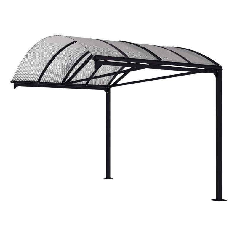 Erweiterung für Fahrradunterstand, Fahrradüberdachung, Unterstand, 5 Zweiräder, Regenrinne, 3.010 x 2.500 x 4.160 mm (HxBxT), Farbe enzianblau