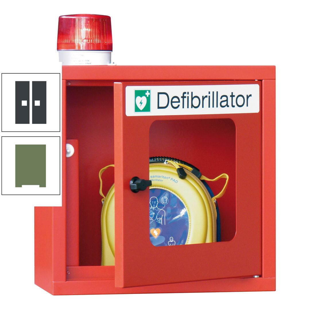 Defibrillatorenschrank mit akustischem und optischem Alarm - 490 x 400 x 200 mm (HxBxT) - Sichtfenster - anthrazitgrau