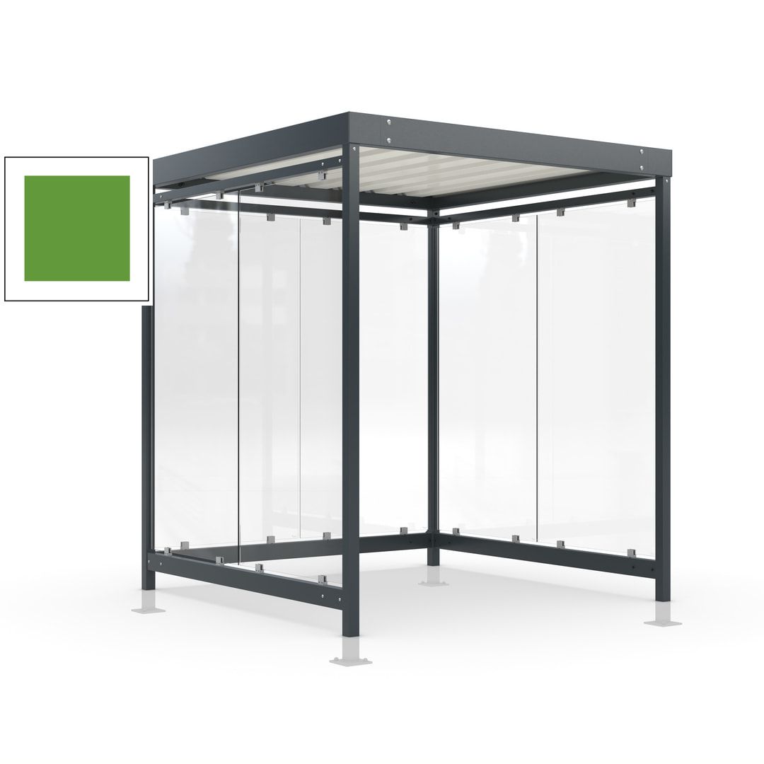 Raucherunterstand, Bushaltestelle, Bausatz, mit Überpflasterung, 6-7 Personen, 6 Wände, 2.440 x 2.165 x 2.165 mm (HxBxT), Achatgrau