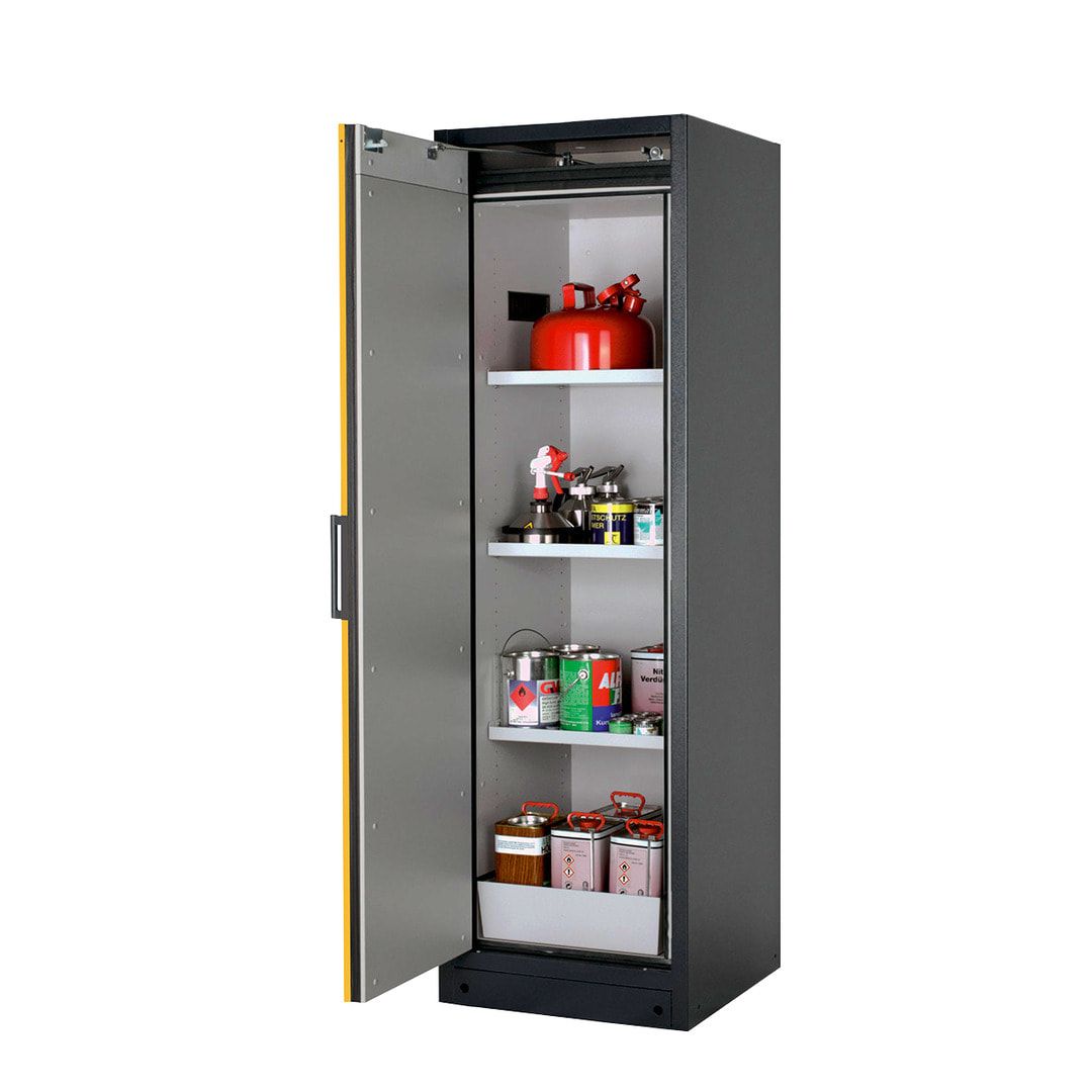 Gefahrstoffschrank - 1.953x599x615 mm - 2 Fachböden - Edelstahl-Einrichtung - Türanschlag Links - Front enzianblau
