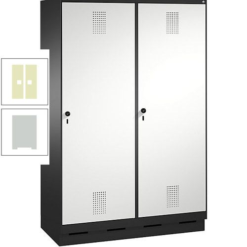 Doppel-Spind, Garderobenschrank, 2 Türen für 4 Abteile a 300 mm, Korpus anthrazitgrau, Türen anthrazitgrau, 1.800 x 1.200 x 500 mm (HxBxT)