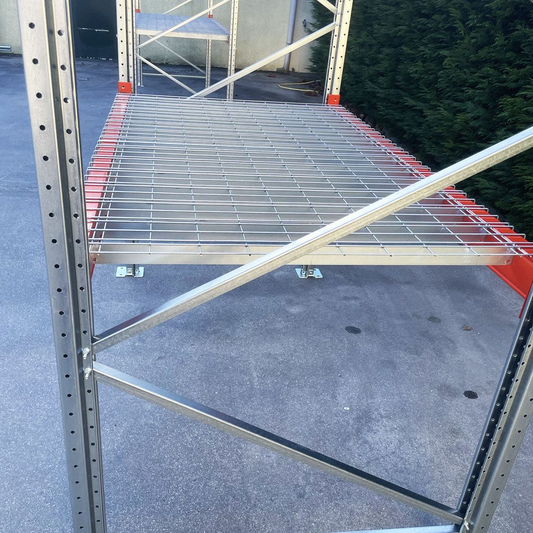 10 x Drahtgitterboden für Palettenregale, Fachbreite 1.800 mm, Tiefe 1.100 mm, vorverzinkt, 1.000 kg je Quadratmeter, Regalgitterelement Gittereinlage