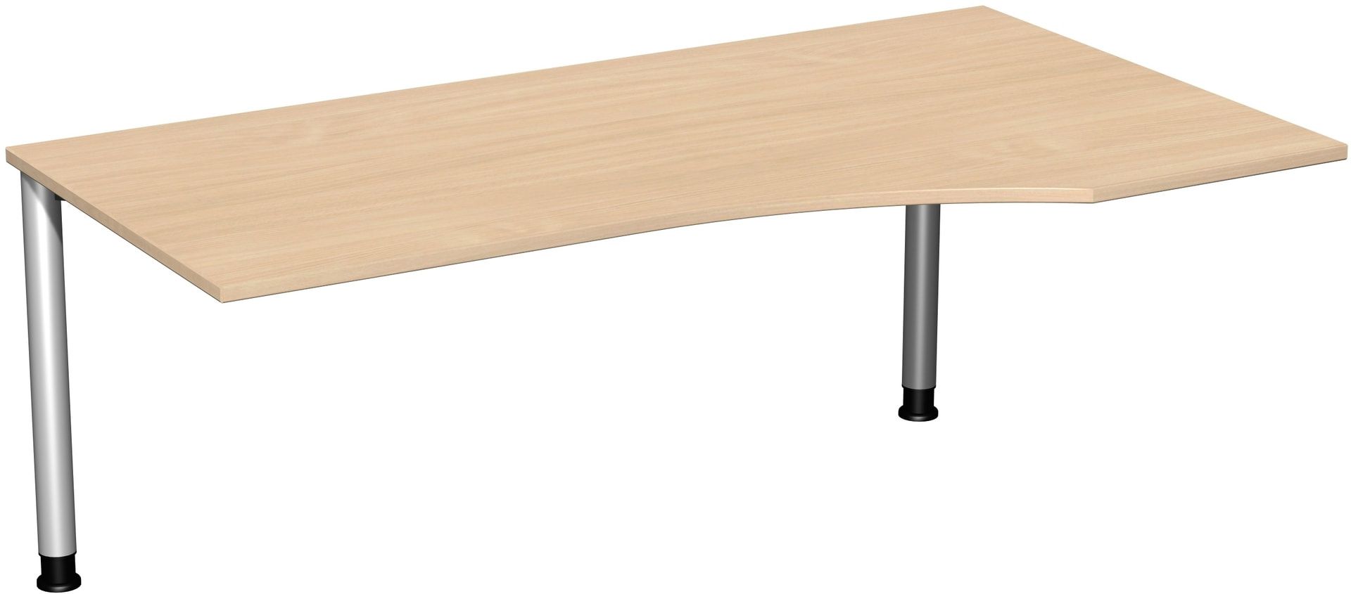 Eckschreibtisch mit einseitig verkürzten Füßen, 4-Fuß Flex, Ecke rechts, Höhe 680-800 mm, 1.600 x 1.000 mm (BxT), Gestell anthrazit, Ahorn