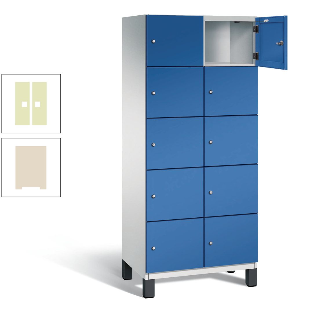 Fächerschrank, Stahlschrank, 10 Fächer, Türöffnungsbegrenzer, Füße, 1.980 x 800 x 525 mm (HxBxT), Korpus anthrazitgrau, Front anthrazitgrau