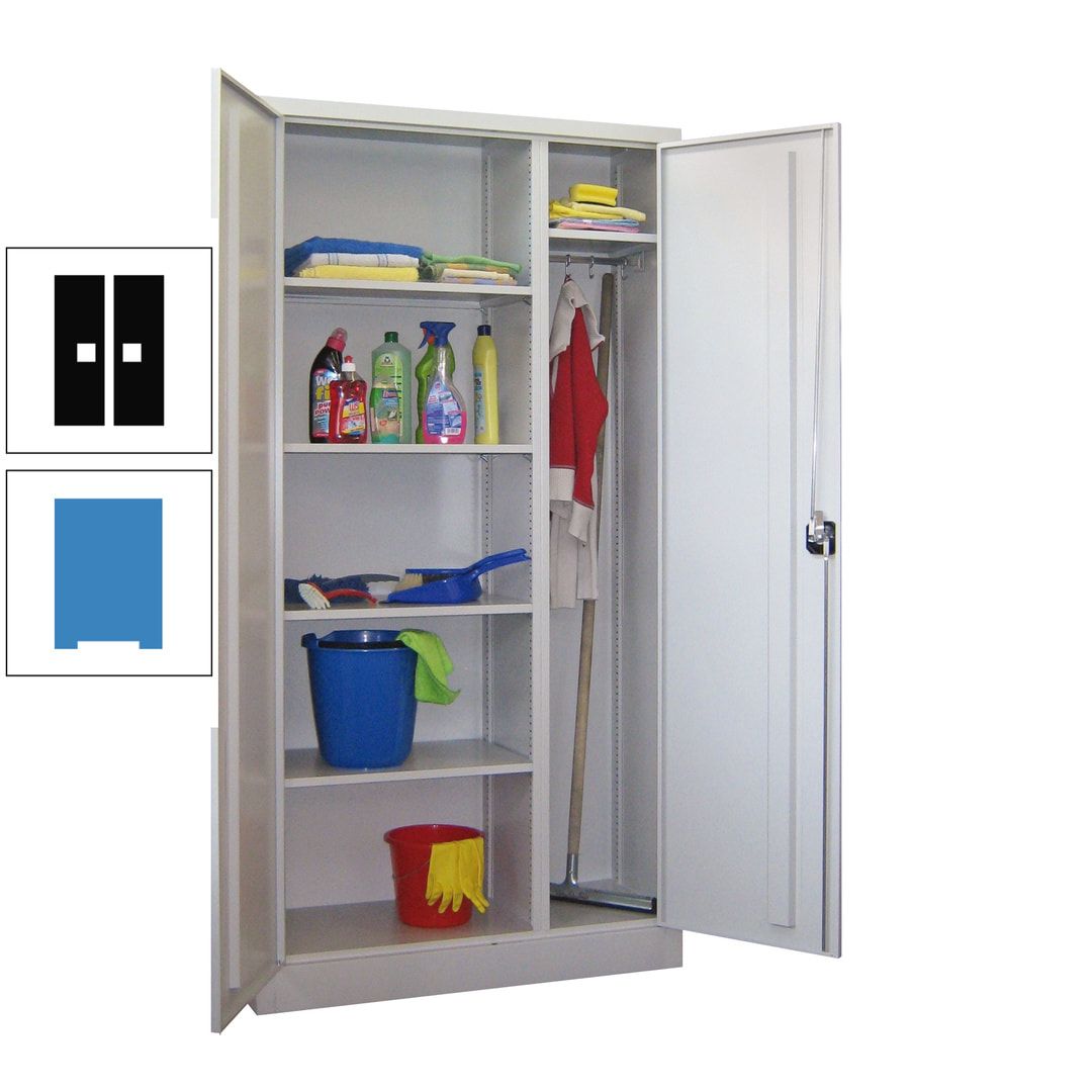 Putzschrank mit Trennwand - 1.950x1.000x400 mm (HxBxT) - Böden pulverbeschichtet - anthrazitgrau