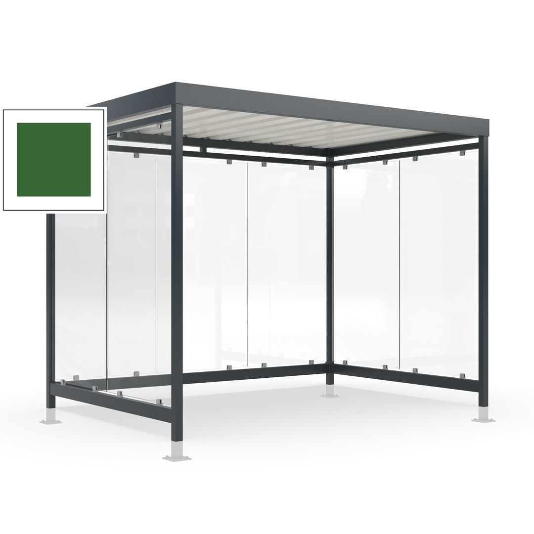 Raucherunterstand mit Überpflasterung, fertig montiert, Fahrgastunterstand, Bushaltestelle, 2.440 x 3.180 x 2.165 mm (HxBxT), 7 Wände, Achatgrau
