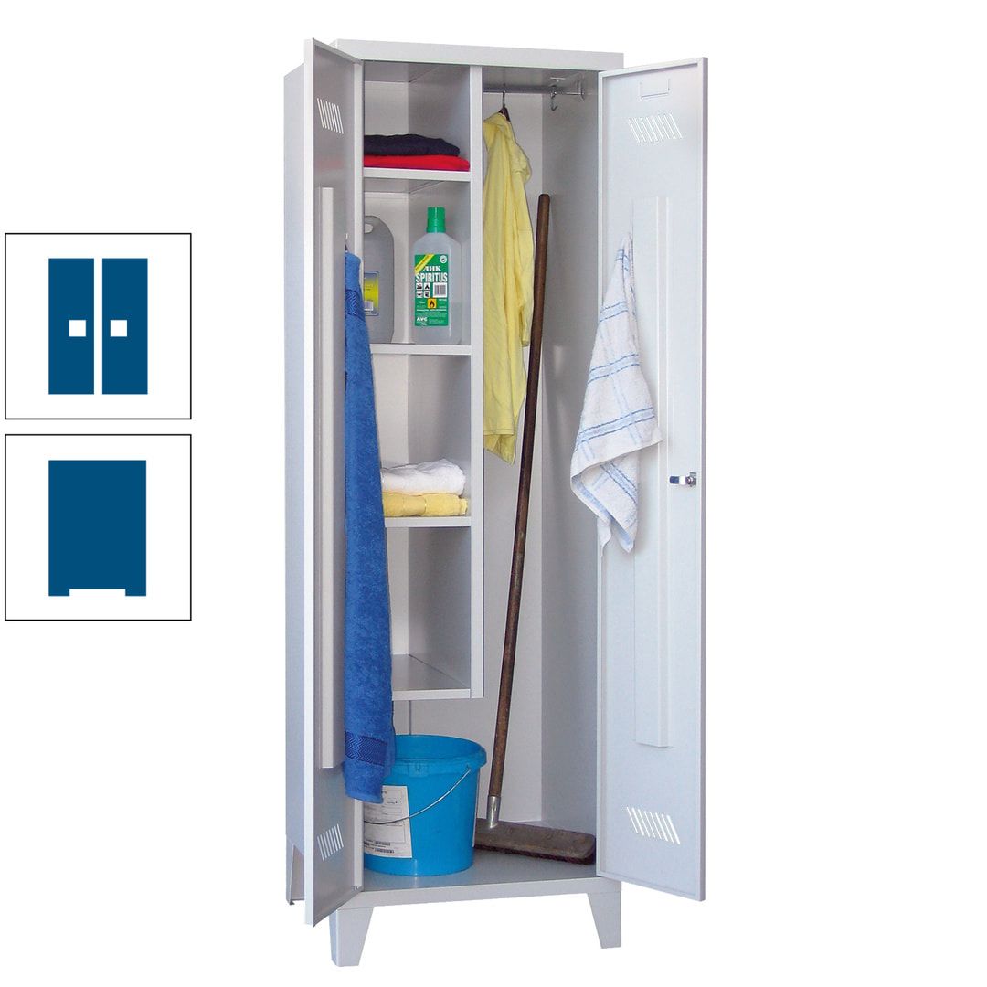 Putzschrank mit Füßen - 1 Abteil mit Trennwand - 1.850x600x500 mm (HxBxT) - Drehriegel - anthrazitgrau