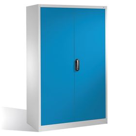 C+P Schwerlastschrank Werkzeugschrank Maschinenschrank, 4 Böden, 3 Schubladen mittig, Farbe lichtgrau/lichtblau, 1.950 x 1.200 (HxB), Tiefe wählbar