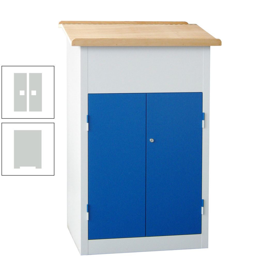 Stehpult mit Schrank - Vollblechtür - Zylinderschloss - 2 Böden - 1.200 x 700 x 600 mm (HxBxT) - anthrazitgrau