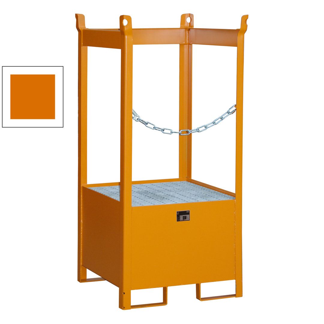 Fass-Stapelpalette - für 1 x 200-l-Fass - Volumen 210 l - 1.590 x 760 x 760 mm (HxBxT) - offene Seiten - feuerrot