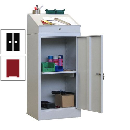 Stehpult mit Schrank - Vollblechtür - Zylinderschloss - 1 Ausziehboden - 1.270x500x500 mm (HxBxT) - anthrazitgrau