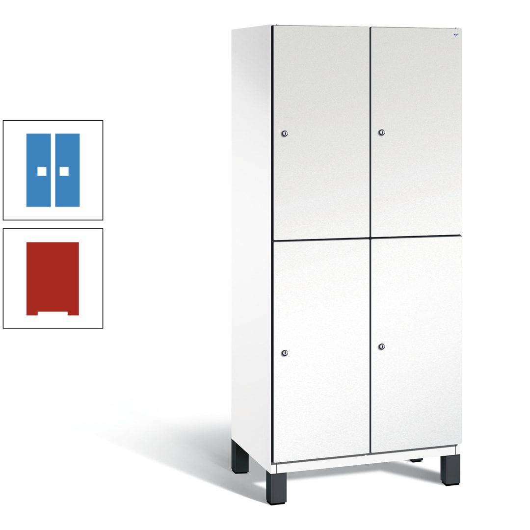 Fächerschrank, Stahlschrank, doppelstöckig, 4 Fächer, Füße, Korpus anthrazitgrau, Tür anthrazitgrau, 1.980 x 800 x 525 mm (HxBxT)