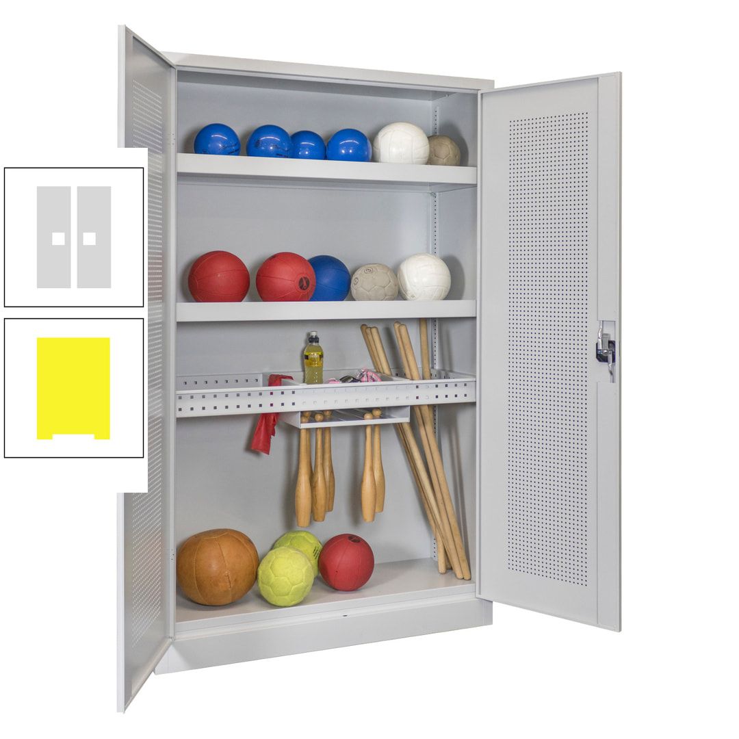 Sportschrank - Lochfeldtüren - Variante 2 - 1.950x1.200x500 mm (HxBxT) - anthrazitgrau