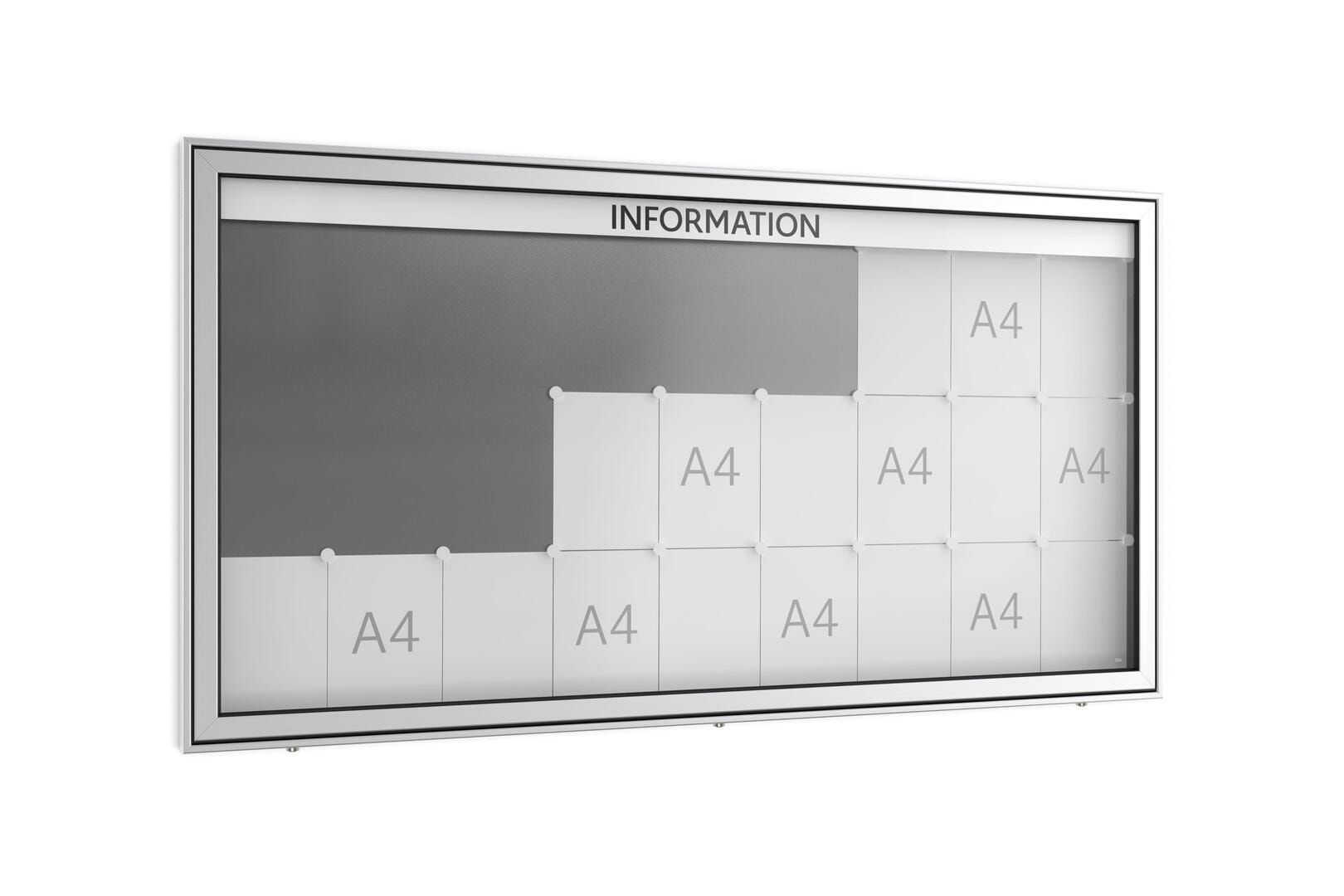 Aluminium Schaukasten, Werbekasten, Außenbereich, Magnetrückwand, Ecken rund, Wandmontage, Ständermontage, Sicherheitsschloss, 1.060 x 2.000 mm (HxB)