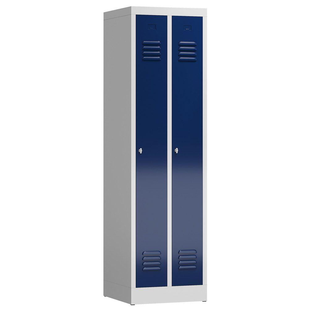 Garderobenschrank, Garderobenspind, 2 Abteile, 1.800 x 500 x 500 mm (HxBxT), Stahl, Drehriegelverschluss, Korpus: lichtgrau, Front: anthrazitgrau