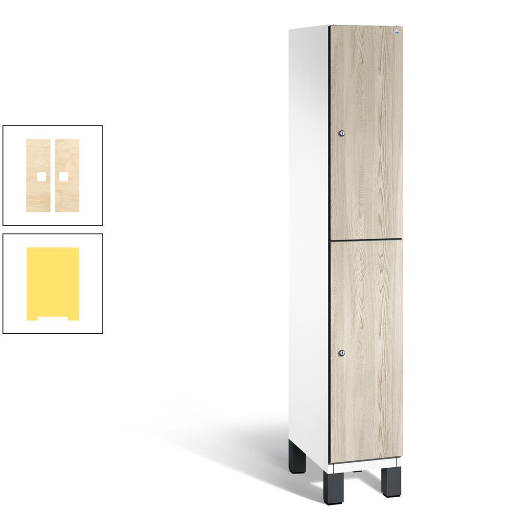 Fächerschrank, Garderobenschrank, mit Füßen, 1 Abteile, 1.980 x 300 x 525 mm (HxBxT), Korpus anthrazitgrau, Tür Donau-Ahorn