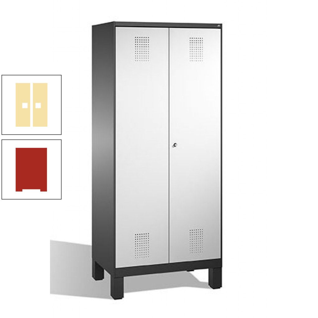 Mehrzweckschrank, Doppeltüren, auf Füßen, 2 Abteile a 400 mm, Korpus anthrazitgrau, Tür anthrazitgrau, 1.850 x 800 x 500 mm (HxBxT)
