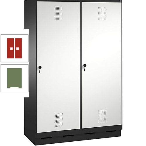 Doppel-Spind, Garderobenschrank, 2 Türen für 4 Abteile a 300 mm, Korpus anthrazitgrau, Türen anthrazitgrau, 1.800 x 1.200 x 500 mm (HxBxT)