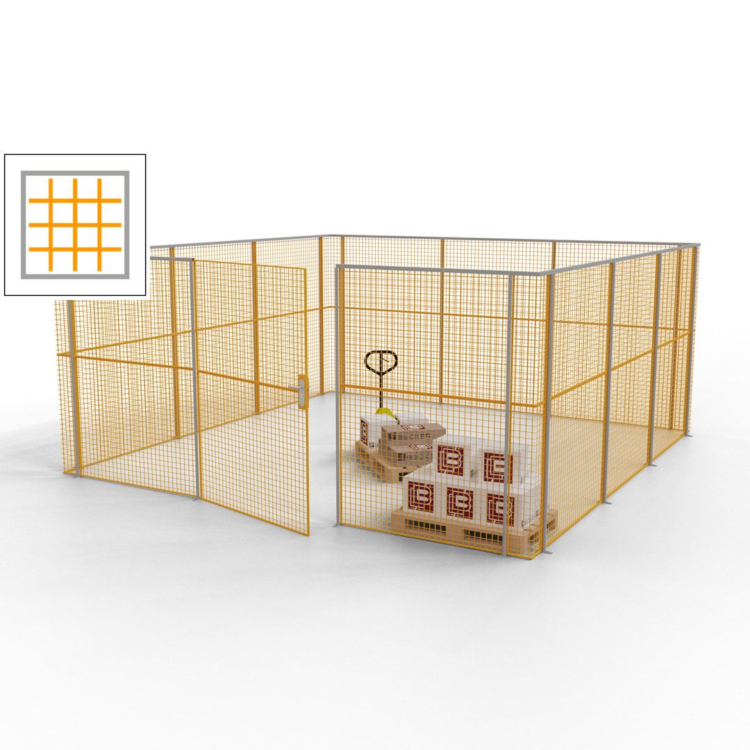 Maschinen Schutzgitter - Hallentrennwand - Sicherheitszaun - Tür - 18 m - 2.200 x 4.900 x 4.900 mm (HxBxT) - enzianblau