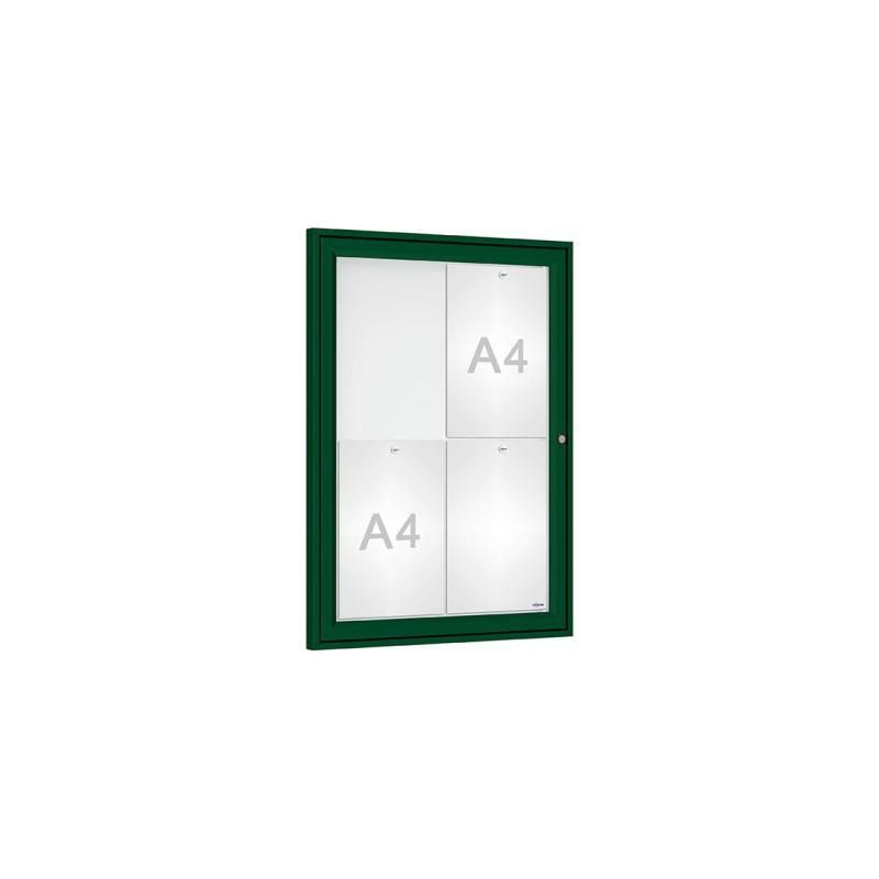 Schaukasten - Einflügeltür - 4xA4 - Hochformat - 750 x 550 x 30 mm (HxBxT) - enzianblau - Infokasten - Präsentationsvitrine