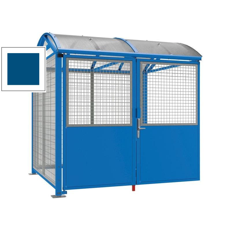 Fahrradüberdachung, Fahrradhaus, Unterstand, Erweiterung, Digital-Zahlencode, 2.640 x 2.520 x 2.830 mm (HxBxT), feuerverzinkt, Farbe enzianblau