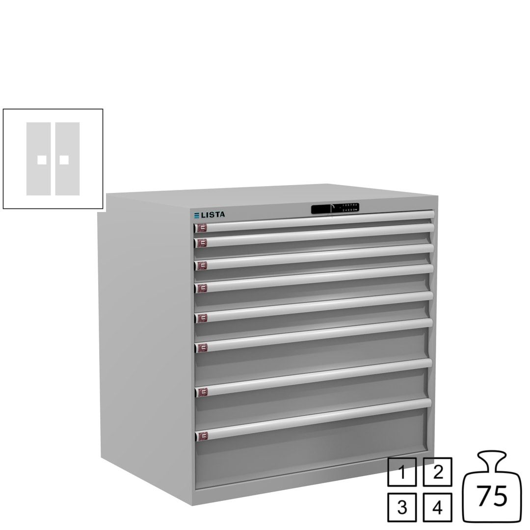 Lista Schubladenschrank - 12.541.010 - 1.000x1.023x725 mm (HxBxT) - 8 Schubladen - 200 kg - Key Lock - lichtblau (RAL 5012)