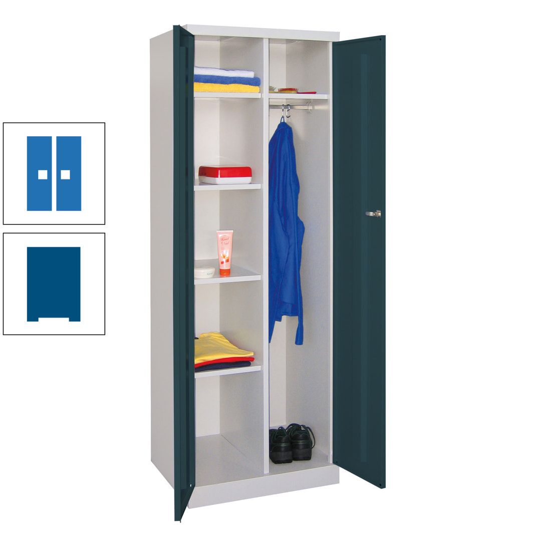 Kleiderschrank mit Sockel - Spind - 1 Abteil mit Trennwand - 1.800x600x500 mm (HxBxT) - Zylinderschloss - anthrazitgrau
