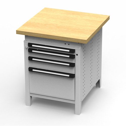 OTTOKIND Werkbank - Arbeitsplatte bündig - 850 x 605 x 750 mm (HxBxT) - 4 Schubladen - 60:1 / 90:1 / 120:1 / 300:1 - lichtgrau / anthrazitgrau