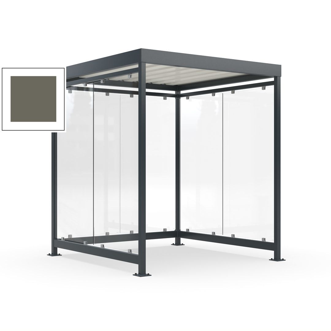 Raucherunterstand, Bushaltestelle, 6-7 Personen, 6 Wände, 2.510 x 2.165 x 2.165 mm (HxBxT), Achatgrau