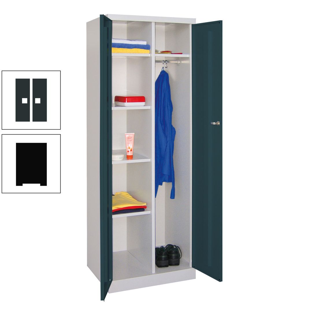 Kleiderschrank mit Sockel - Spind - 1 Abteil mit Trennwand - 1.800x600x500 mm (HxBxT) - Zylinderschloss - anthrazitgrau