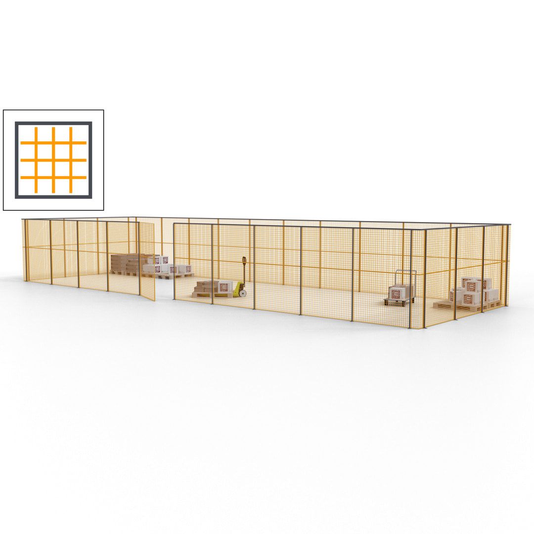 Maschinen Schutzgitter - Hallentrennwand - Sicherheitszaun - Tür - 39 m - 2.200 x 15.400 x 4.900 mm (HxBxT) - enzianblau