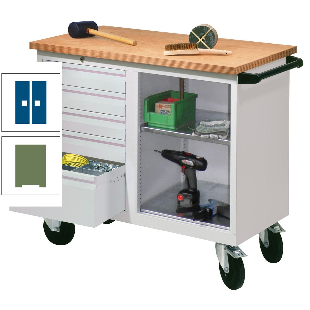 Mobile Werkbank - Werkstattwagen - 915 x 1.090 x 600 mm - 5 Schubladen und Ablagefach - anthrazitgrau