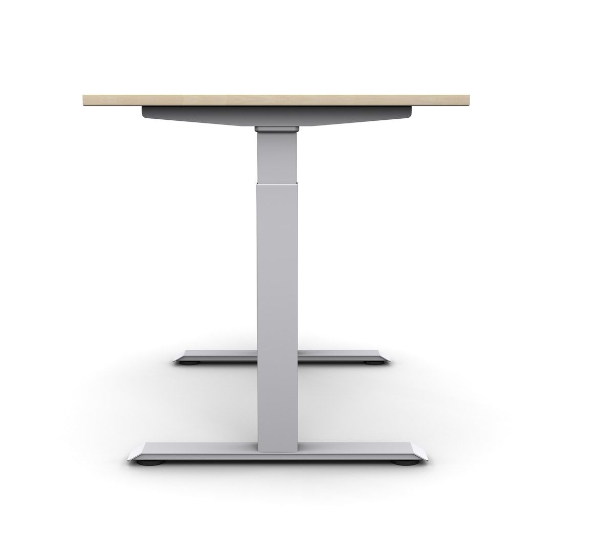 Eckschreibtisch, Ecke links, Elevate Basic, elektronisch höhenverstellbar, 730 - 1.230 x 1.800 x 1.000 mm (HxBxT), Gestell anthrazit, Dekor Ahorn