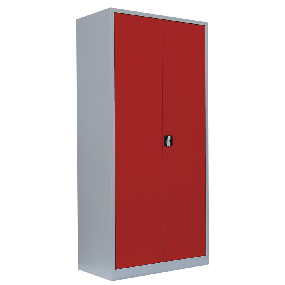 Aktenschrank, Büroschrank, abschließbar, Flügeltüren, 4 Fachböden, 1.950 x 925 x 422 mm (HxBxT), Stahl, Korpus und Türen in enzianblau
