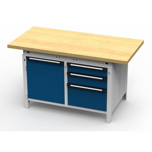 OTTOKIND Werkbank - bündige Arbeitsplatte - 850 x 1.150 x 750 mm (HxBxT) - 3 Schubladen - Schrank - lichtgrau