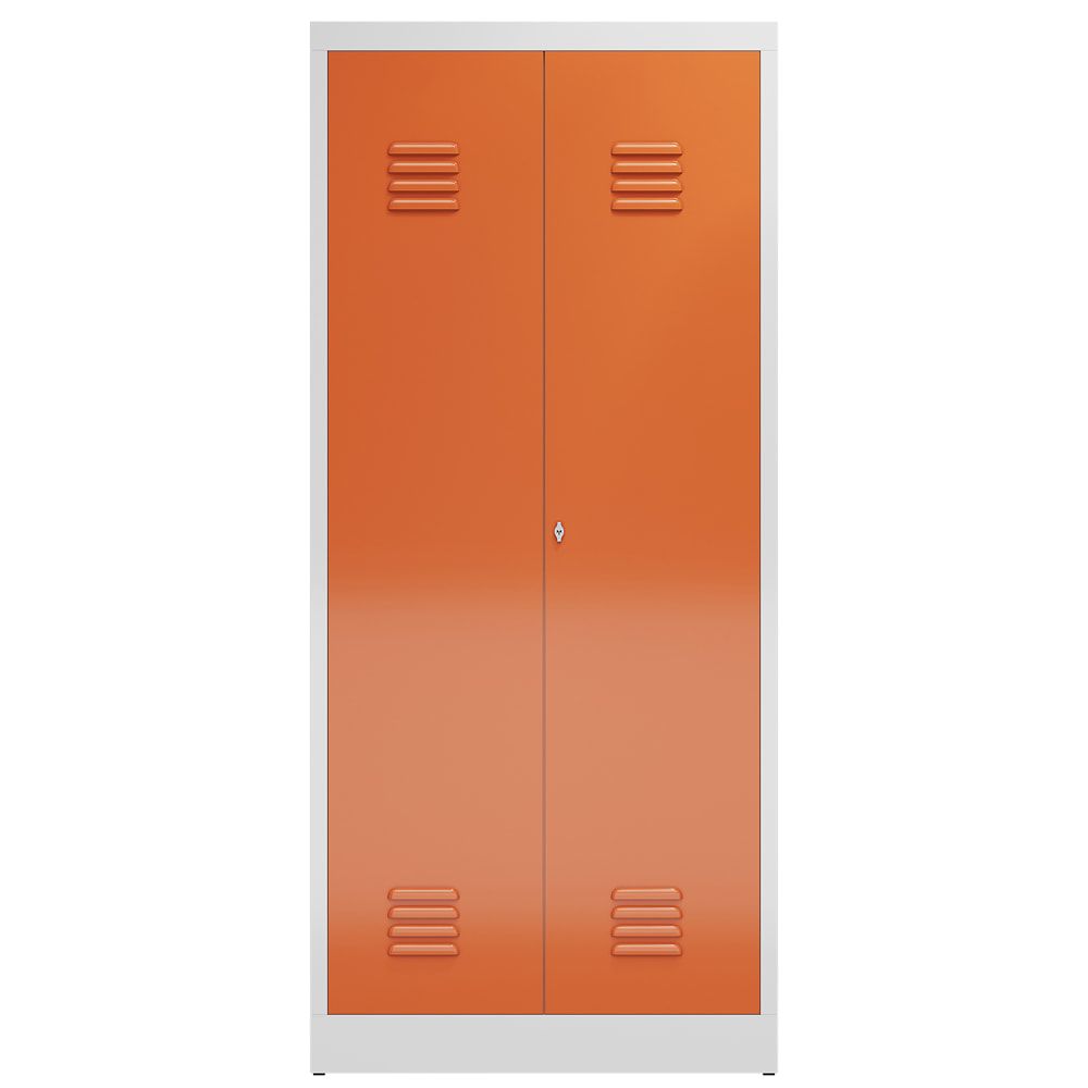 Mehrzweckschrank, Garderobenschrank, 2 Abteile, 6 Fächer, 1.800 x 800 x 500 mm (HxBxT), Drehriegel, Stahl, Korpus: lichtgrau, Front: anthrazitgrau