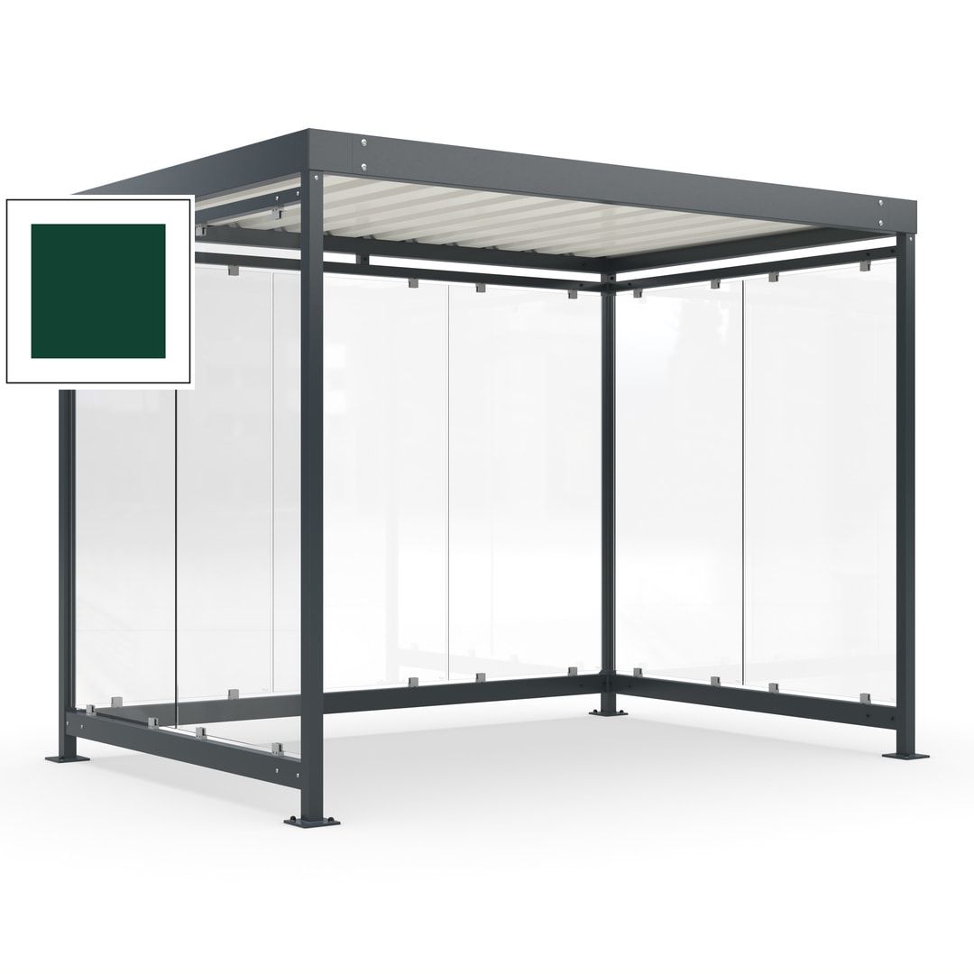 Raucherunterstand, Bausatz, Fahrgastunterstand, Bushaltestelle, 2.510 x 3.180 x 2.165 mm (HxBxT), 7 Wände, Achatgrau