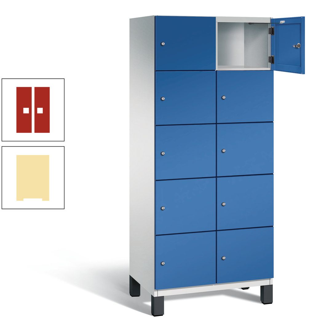 Fächerschrank, Stahlschrank, 10 Fächer, Türöffnungsbegrenzer, Füße, 1.980 x 800 x 525 mm (HxBxT), Korpus anthrazitgrau, Front anthrazitgrau
