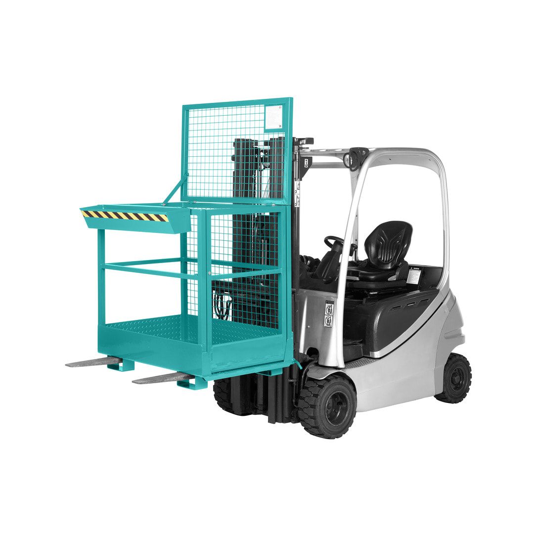 Arbeitsbühne für Stapler und Frontlader - Arbeitskorb - Montagebühne - 2 Personen - Tragkraft 300 kg - 1.910 x 1.200 x 800 mm (HxBxT) - anthrazitgrau