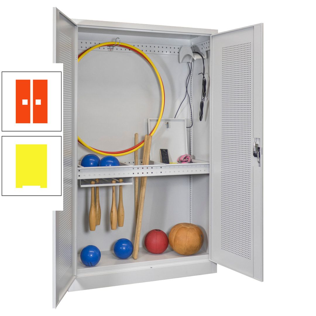 Sportschrank - Lochfeldtüren - Variante 1 - 1.950x1.200x500 mm (HxBxT) - anthrazitgrau