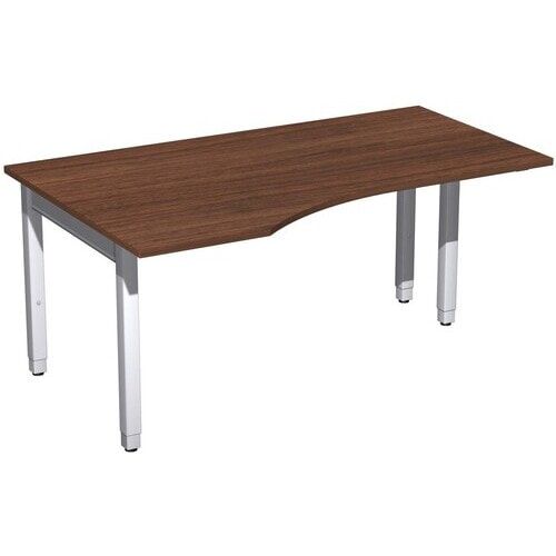 Eckschreibtisch, Ecke links, Füße einseitig verkürzt, 4-Fuß Quadrat Pro, höhenverstellbar, 680-800 x 1.600x 1.000 mm (HxBxT), Dekor Ahorn