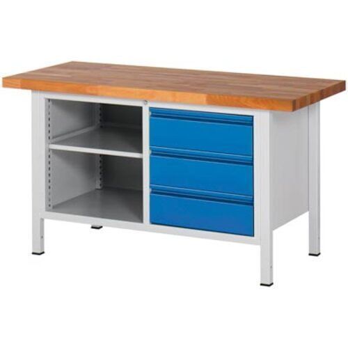 Werkbank - 3 Schubladen - 180:3 - höhenverstellbar 840 - 1.040 mm - 1.500 x 700 mm (BxT) - Traglast 1.250 kg - Buche - Anthrazitgrau