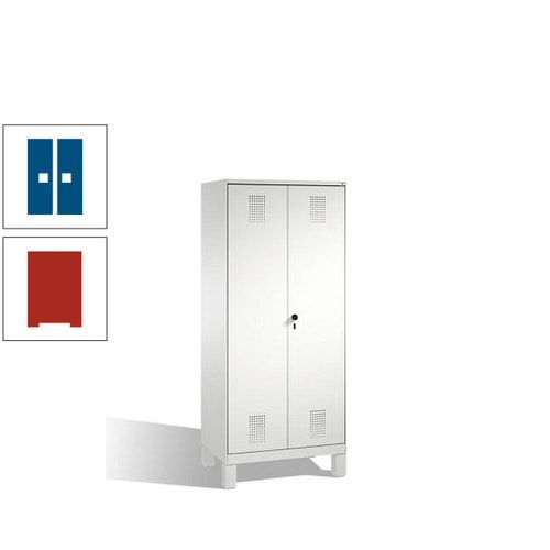 Doppel-Spind, Doppeltüren, Garderobenschrank mit Füßen, 2 Abteile a 400 mm, Korpus anthrazitgrau, Tür anthrazitgrau, 1.850 x 800 x 500 mm (HxBxT)