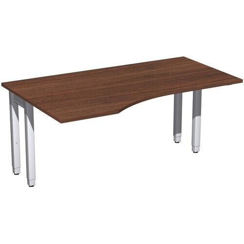 Eckschreibtisch, Ecke links, Füße einseitig verkürzt, 4-Fuß Quadrat Pro, höhenverstellbar, 680-800 x 1.600x 1.000 mm (HxBxT), Dekor Ahorn