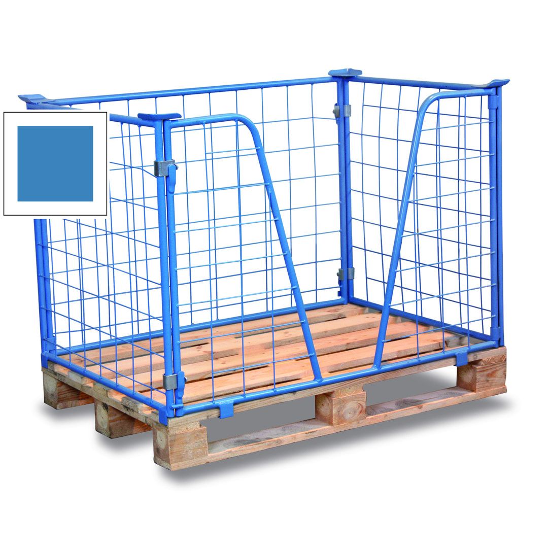 Palettenaufsatzrahmen für Europalette - 1.000 kg - Höhe 1.000 mm - 3-fach stapelbar - Gitter m. V-Ausschnitt - lichtblau