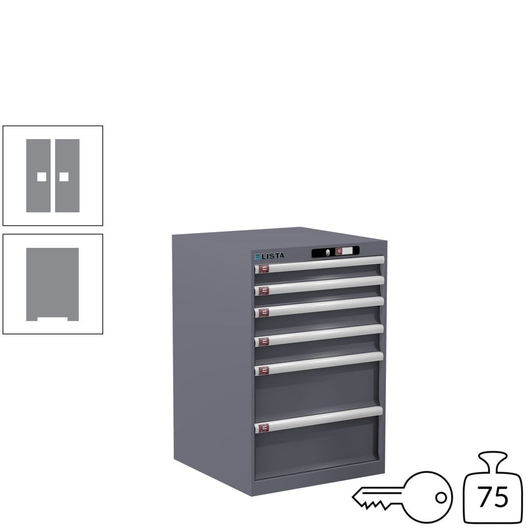 Lista Schubladenschrank - 14.258.010 - 850x564x572 mm (HxBxT) - 6 Schubladen - 75 kg - Key Lock - lichtblau (RAL 5012)