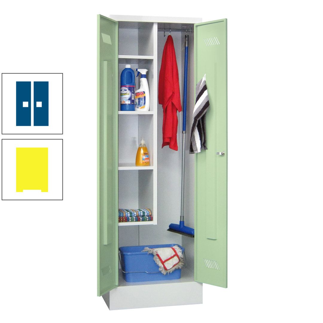Putzschrank mit Sockel - 1 Abteil mit Trennwand - 1.850x600x500 mm (HxBxT) - Drehriegel - anthrazitgrau