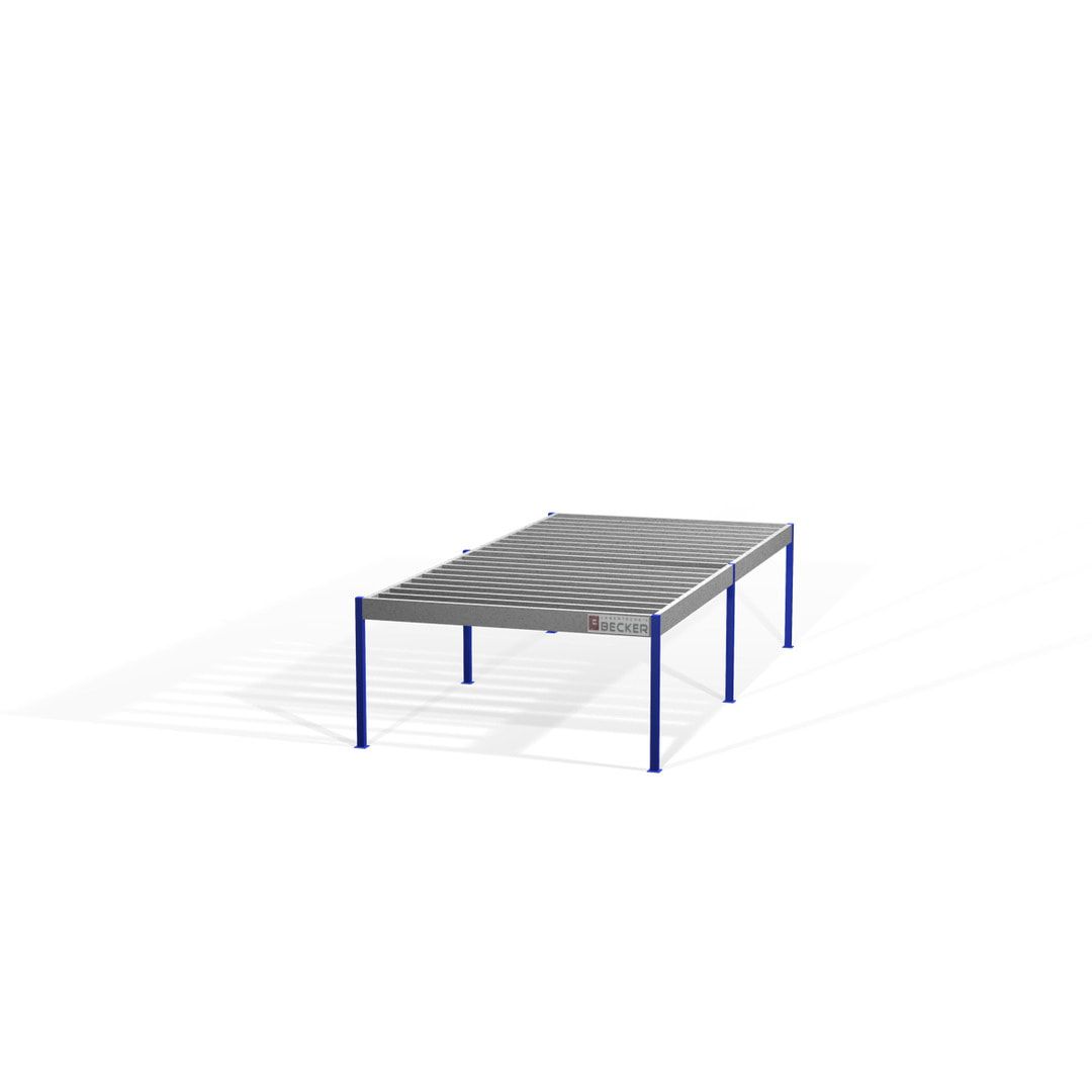 Lagerbühne - 2.100 x 10.000 x 10.000 mm (HxBxT) - 250 kg/qm - mit Böden - Perlweiß (RAL 1013)